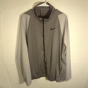 Nike XL Dri-Fit Jacket Mens Gray Full Zip Training Activewear Lightweight